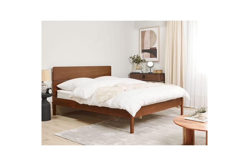 Säng med lamellram Boisset - Brun/Gummiträ, 160x200 cm - Möbler - Säng - Sängram & sängstomme