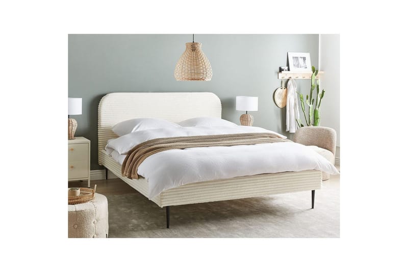 Säng med lamellram Flayat - Vit, Svart, 160x200 cm - Möbler - Säng - Sängram & sängstomme