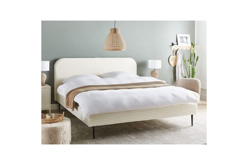 Säng med lamellram Flayat - Vit, Svart, 180x200 cm - Möbler - Säng - Sängram & sängstomme