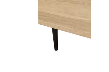 Säng med lamellram Limanton - Beige, ljust trä, svart/Bouclé, 140x200 cm - Möbler - Säng - Sängram & sängstomme