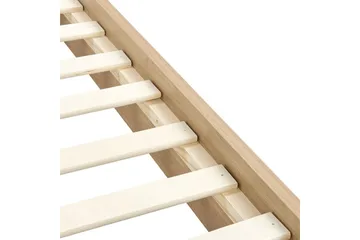 Säng med lamellram Limanton - Beige, ljust trä, svart/Bouclé, 140x200 cm - Möbler - Säng - Sängram & sängstomme