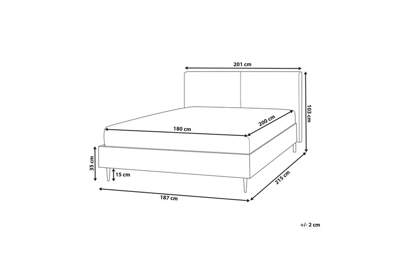 Säng med lamellram Limanton - Beige, ljust trä, svart/Bouclé, 180x200 cm - Möbler - Säng - Sängram & sängstomme