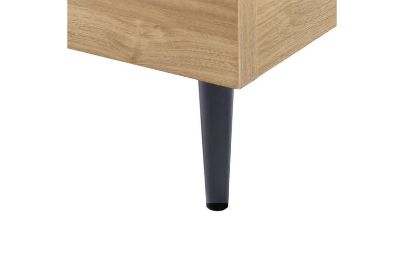 Säng med lamellram Limanton - Brunt, ljust trä, svart/Konstläder, 140x200 cm - Möbler - Säng - Sängram & sängstomme