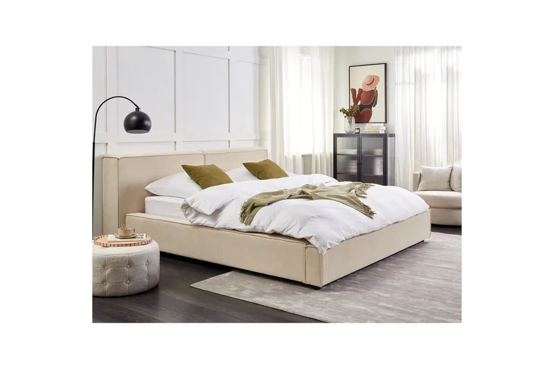Säng med lamellram Linards - Beige/Manchestertyg, 180x200 cm - Möbler - Säng - Sängram & sängstomme