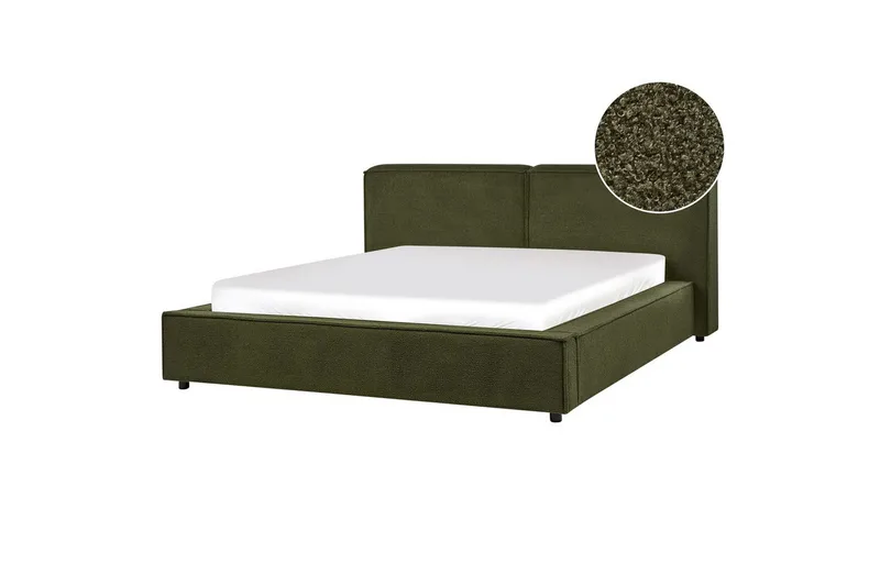 Säng med lamellram Linards - Grön/Bouclé, 160x200 cm - Möbler - Säng - Sängram & sängstomme