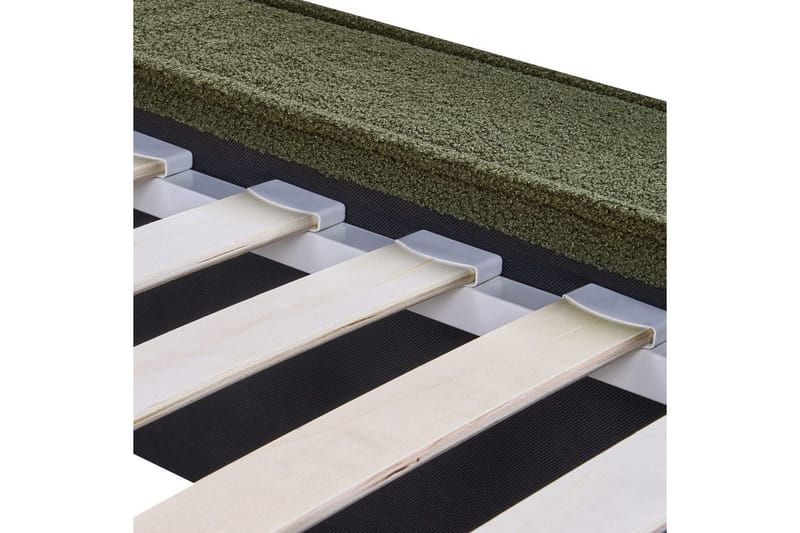 Säng med lamellram Linards - Grön/Bouclé, 160x200 cm - Möbler - Säng - Sängram & sängstomme