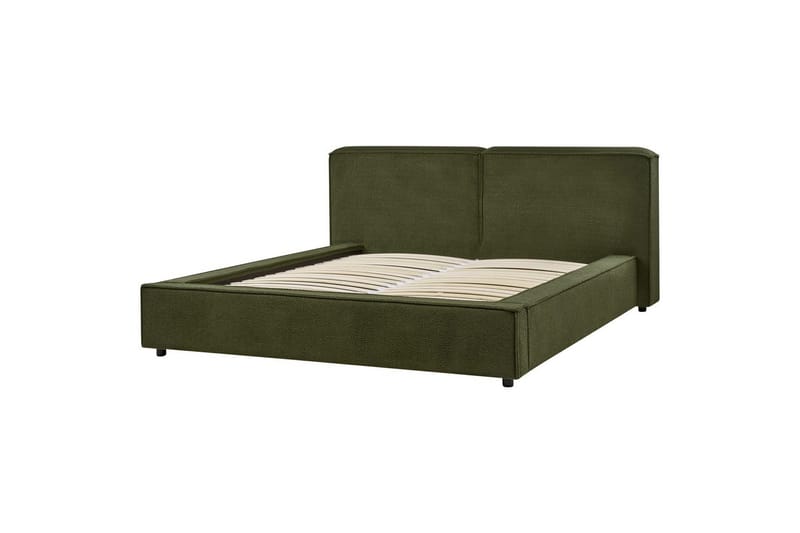 Säng med lamellram Linards - Grön/Bouclé, 160x200 cm - Möbler - Säng - Sängram & sängstomme