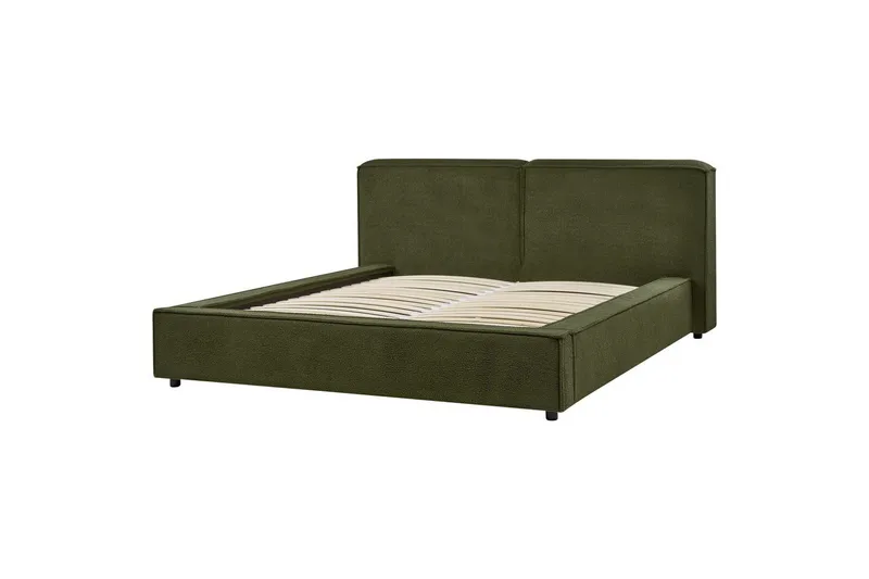 Säng med lamellram Linards - Grön/Bouclé, 160x200 cm - Möbler - Säng - Sängram & sängstomme