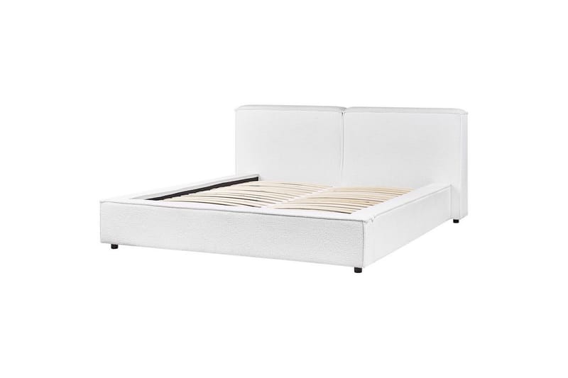 Säng med lamellram Linards - Vit/Bouclé, 160x200 cm - Möbler - Säng - Sängram & sängstomme