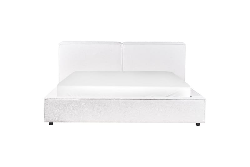 Säng med lamellram Linards - Vit/Bouclé, 160x200 cm - Möbler - Säng - Sängram & sängstomme