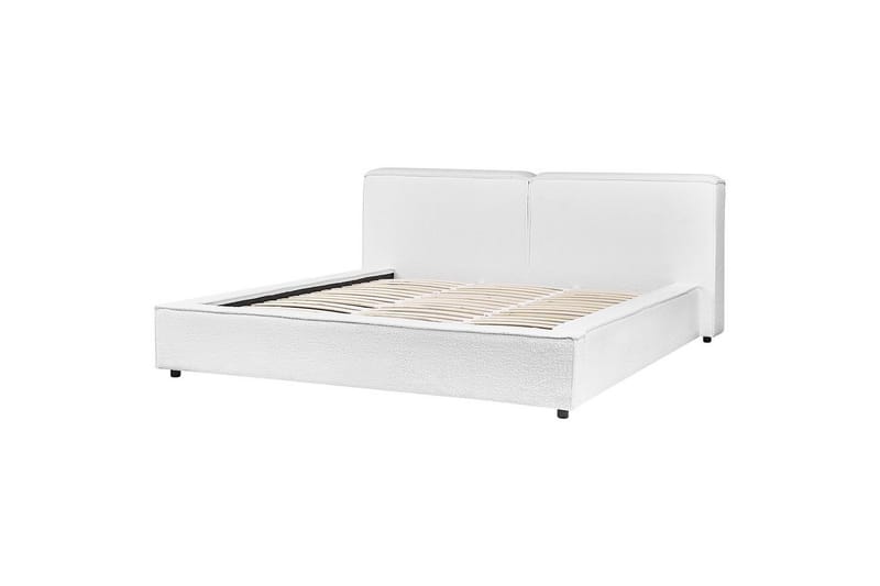 Säng med lamellram Linards - Vit/Bouclé, 180x200 cm - Möbler - Säng - Sängram & sängstomme