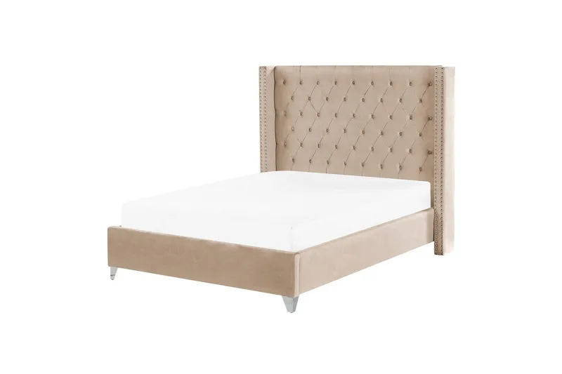 Säng med lamellram Lubbon, Beige, Silver, 140x200 cm