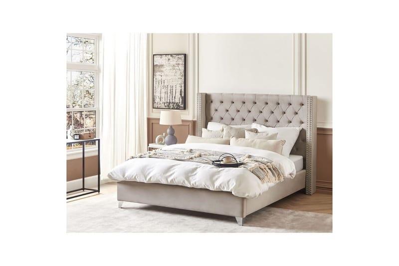 Säng med lamellram Lubbon - Ljusgrå, Silver, 180x200 cm - Möbler - Säng - Sängram & sängstomme