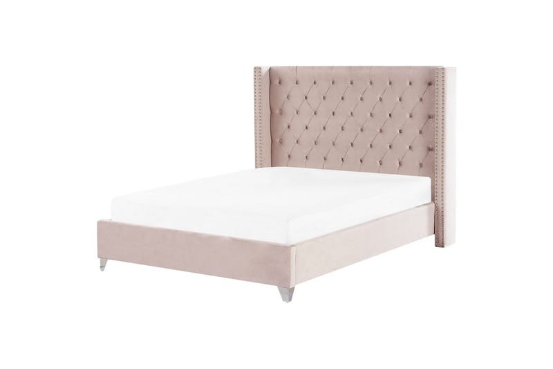 Säng med lamellram Lubbon, Rosa, Silver, 180x200 cm