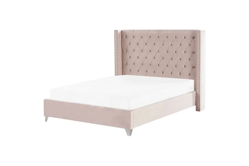 Säng med lamellram Lubbon, Rosa, Silver, 180x200 cm