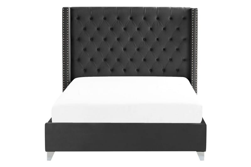 Säng med lamellram Lubbon - Svart, Silver, 160x200 cm - Möbler - Säng - Sängram & sängstomme