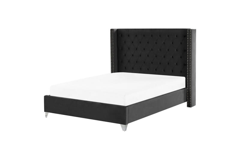 Säng med lamellram Lubbon, Svart, Silver, 160x200 cm