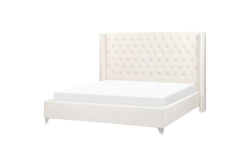 Säng med lamellram Lubbon, Vit, Silver, 180x200 cm