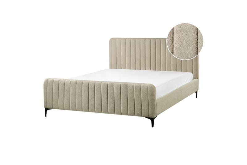 Säng med lamellram Lunan - Beige, svart/Bouclé, 160x200 cm - Möbler - Säng - Sängram & sängstomme