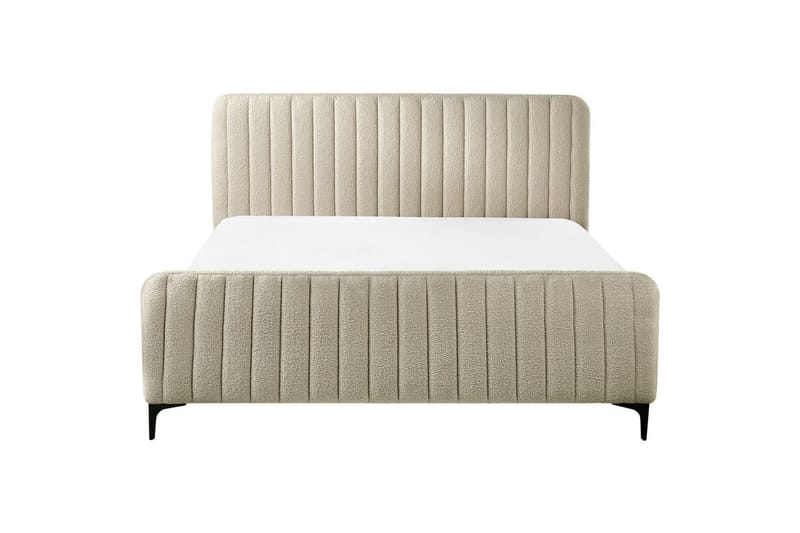 Säng med lamellram Lunan - Beige, svart/Bouclé, 160x200 cm - Möbler - Säng - Sängram & sängstomme
