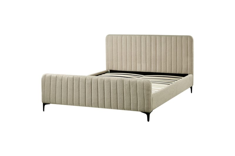 Säng med lamellram Lunan - Beige, svart/Bouclé, 160x200 cm - Möbler - Säng - Sängram & sängstomme