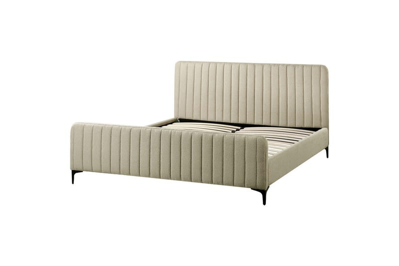 Säng med lamellram Lunan - Beige, svart/Bouclé, 180x200 cm - Möbler - Säng - Sängram & sängstomme