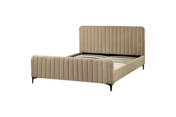 Säng med lamellram Lunan - Taupe, svart/Bouclé, 160x200 cm - Möbler - Säng - Sängram & sängstomme