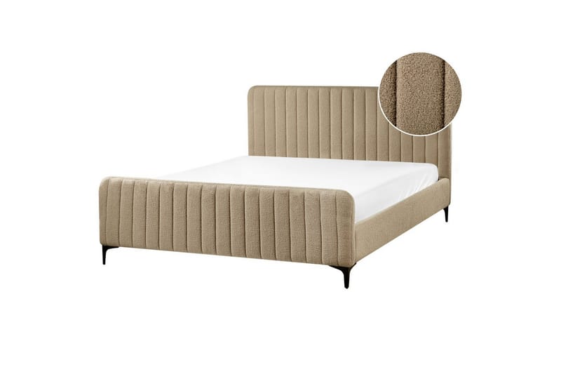 Säng med lamellram Lunan, Taupe, svart/Bouclé, 160x200 cm