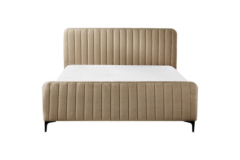 Säng med lamellram Lunan - Taupe, svart/Bouclé, 160x200 cm - Möbler - Säng - Sängram & sängstomme