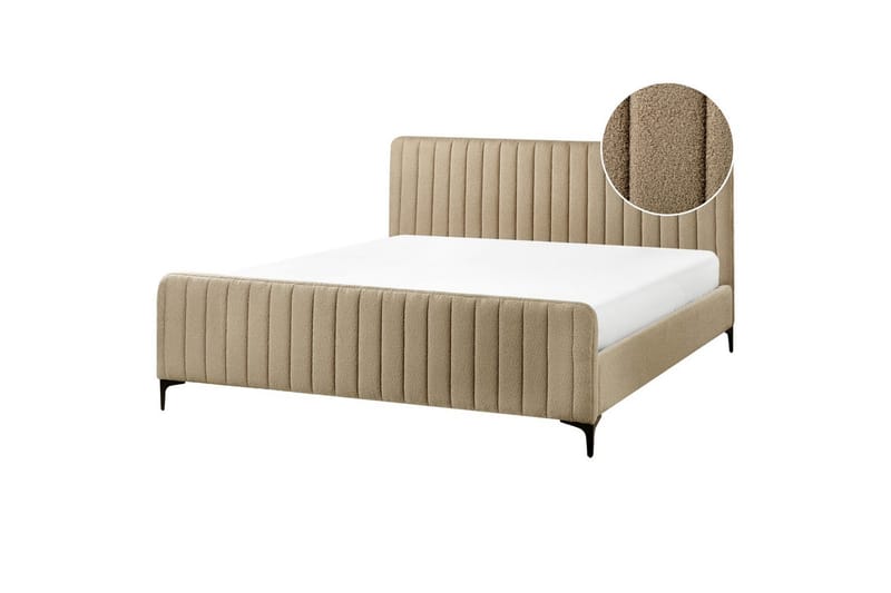 Säng med lamellram Lunan, Taupe, svart/Bouclé, 180x200 cm