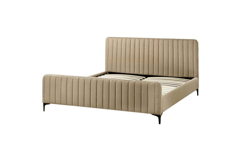 Säng med lamellram Lunan - Taupe, svart/Bouclé, 180x200 cm - Möbler - Säng - Sängram & sängstomme