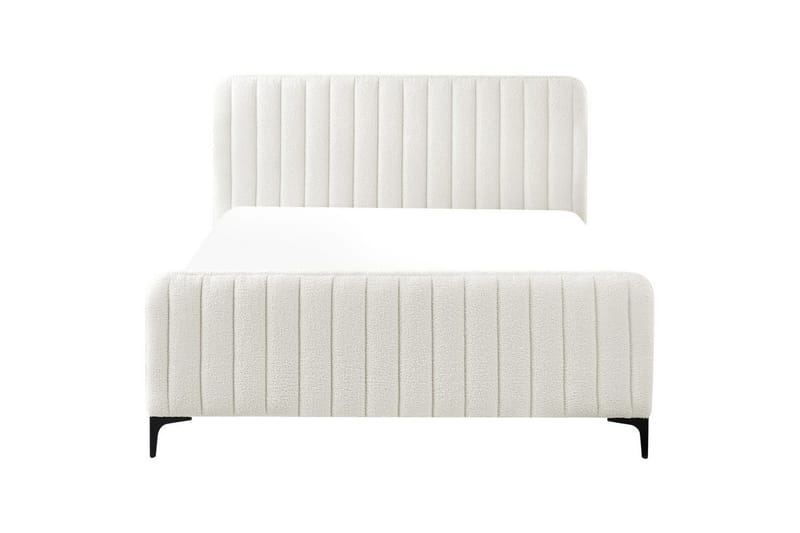 Säng med lamellram Lunan - Vit, Svart/Bouclé, 140x200 cm - Möbler - Säng - Sängram & sängstomme
