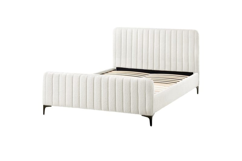 Säng med lamellram Lunan - Vit, Svart/Bouclé, 140x200 cm - Möbler - Säng - Sängram & sängstomme