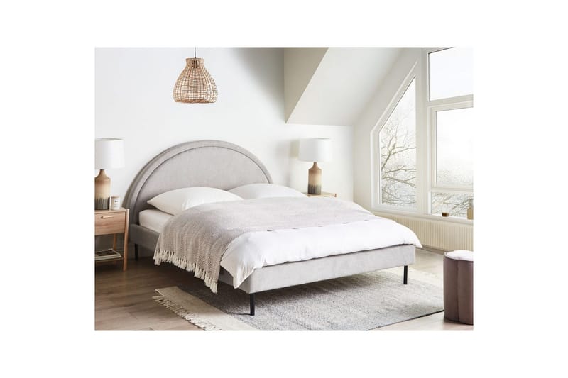 Säng med lamellram Margut - Grå/Polyester, 160x200 cm - Möbler - Säng - Sängram & sängstomme
