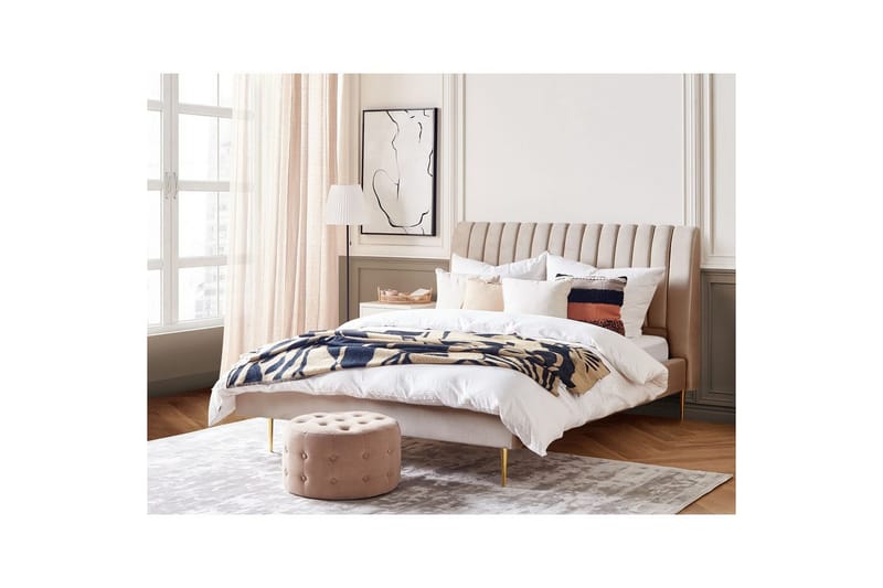 Säng med lamellram Marville - Beige, guld, 180x200 cm - Möbler - Säng - Sängram & sängstomme