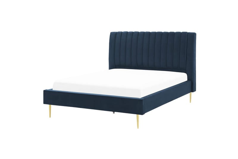 Säng med lamellram Marville - Blå, guld, 140x200 cm - Möbler - Säng - Sängram & sängstomme