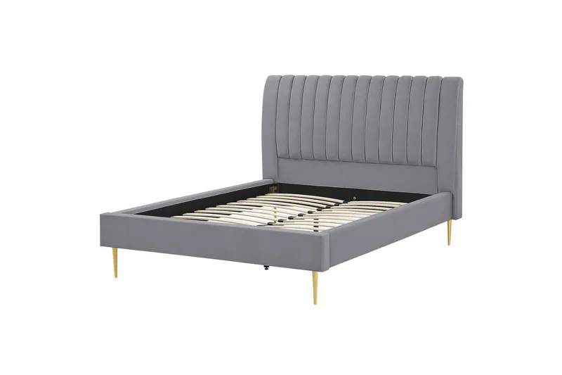 Säng med lamellram Marville, Grå, guld, 140x200 cm