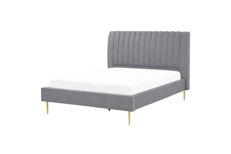 Säng med lamellram Marville - Grå, guld, 140x200 cm - Möbler - Säng - Sängram & sängstomme