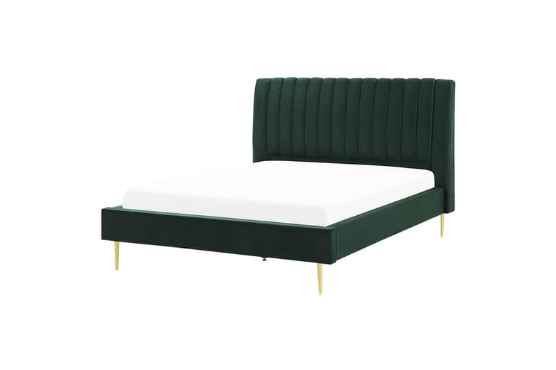 Säng med lamellram Marville - Grön, guld, 160x200 cm - Möbler - Säng - Sängram & sängstomme