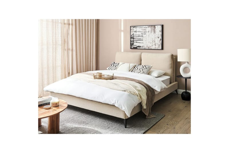 Säng med lamellram Melle - Beige/Bouclé, 160x200 cm - Möbler - Säng - Sängram & sängstomme
