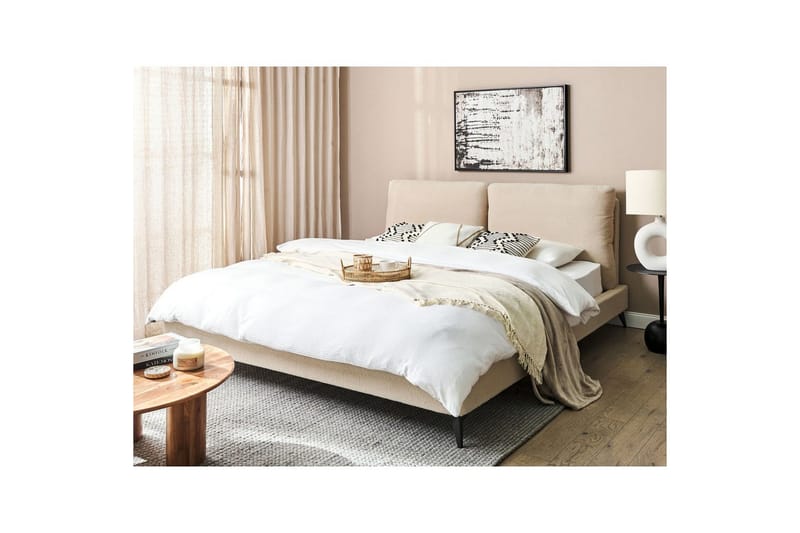 Säng med lamellram Melle - Beige/Bouclé, 180x200 cm - Möbler - Säng - Sängram & sängstomme