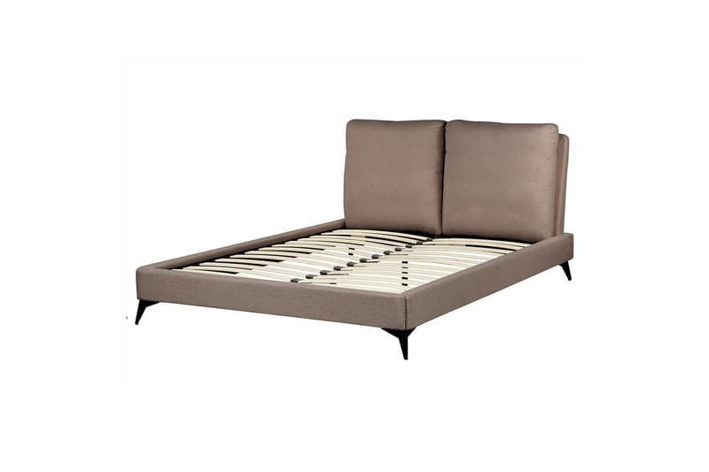 Säng med lamellram Melle - Brun, Svart/Bouclé, 140x200 cm - Möbler - Säng - Sängram & sängstomme