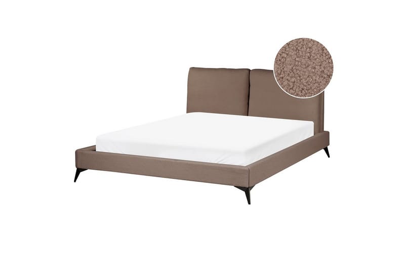 Säng med lamellram Melle - Brun, Svart/Bouclé, 160x200 cm - Möbler - Säng - Sängram & sängstomme