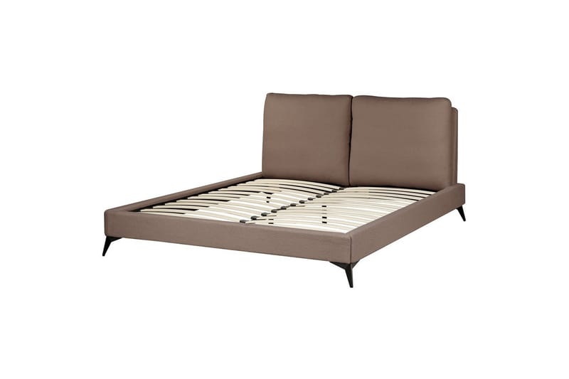 Säng med lamellram Melle - Brun, Svart/Bouclé, 160x200 cm - Möbler - Säng - Sängram & sängstomme