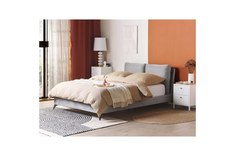 Säng med lamellram Melle - Grå, svart/Sammet, 140x200 cm - Möbler - Säng - Sängram & sängstomme