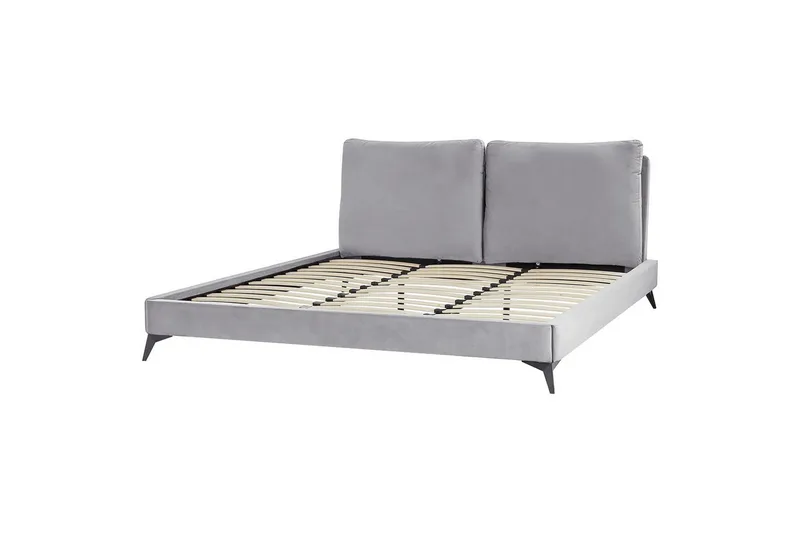 Säng med lamellram Melle, Grå, svart/Sammet, 180x200 cm