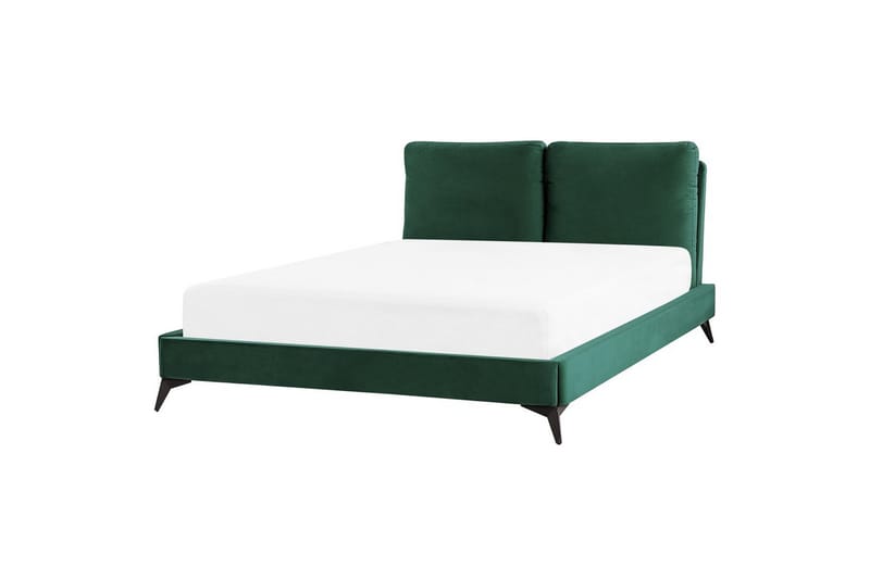 Säng med lamellram Melle - Grön, Svart/Sammet, 140x200 cm - Möbler - Säng - Sängram & sängstomme