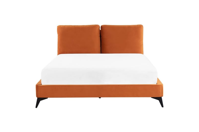 Säng med lamellram Melle - Orange, svart/Sammet, 160x200 cm - Möbler - Säng - Sängram & sängstomme
