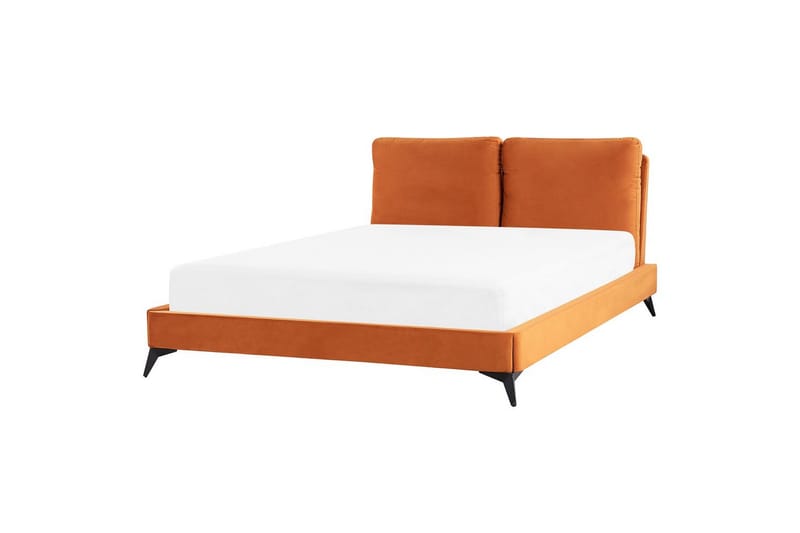 Säng med lamellram Melle - Orange, svart/Sammet, 160x200 cm - Möbler - Säng - Sängram & sängstomme