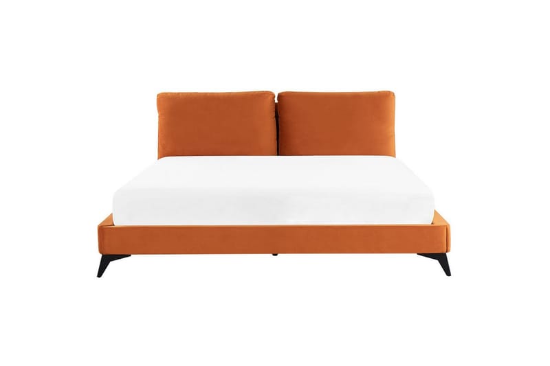 Säng med lamellram Melle - Orange, svart/Sammet, 180x200 cm - Möbler - Säng - Sängram & sängstomme